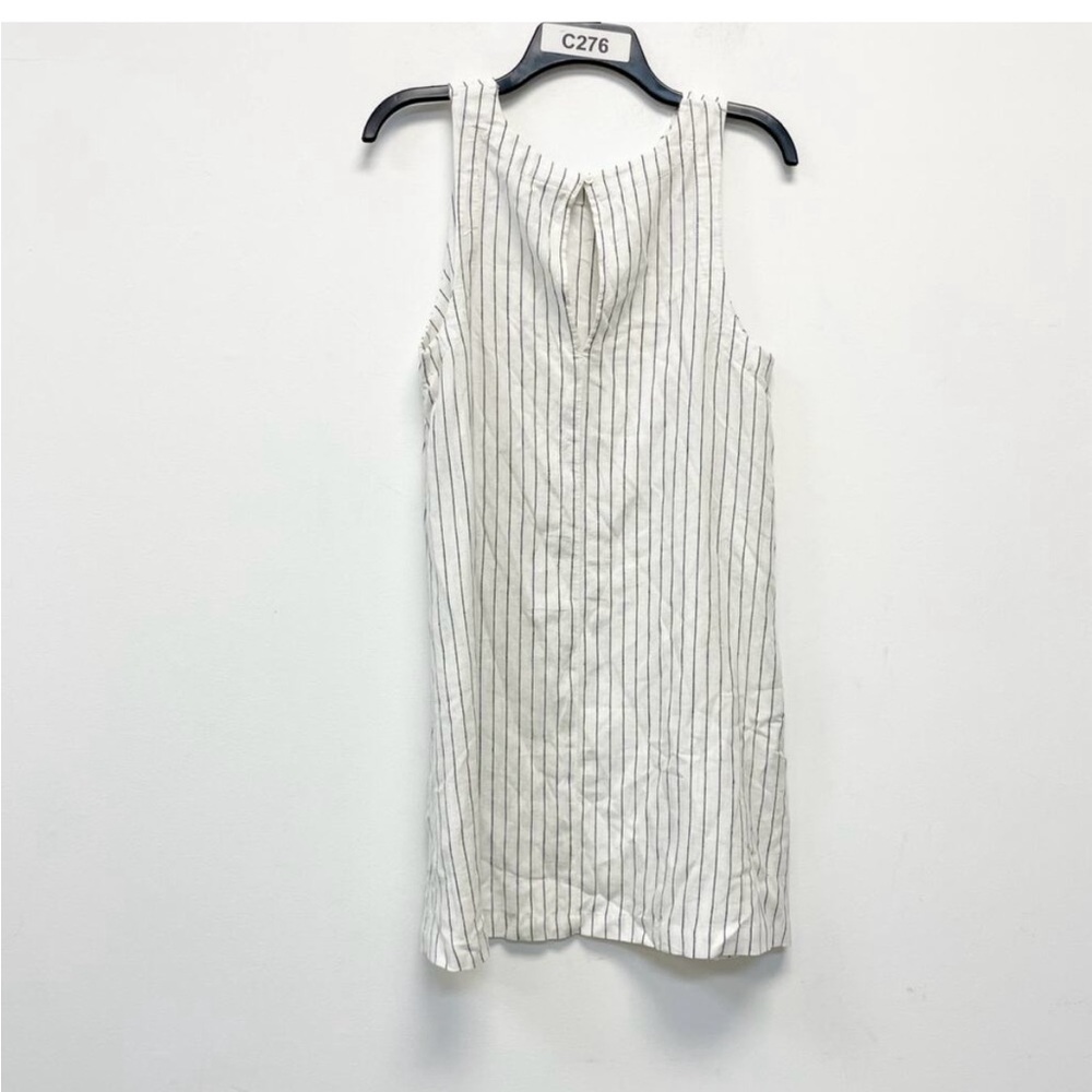 A New Day Women's Linen Mini Shift Dress White Black Striped Size Small - Picture 2 of 5